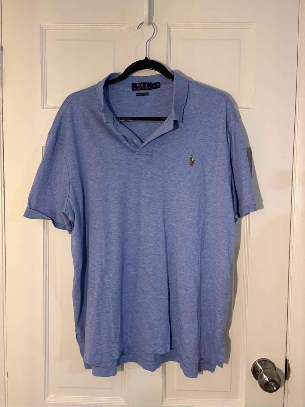 Ralph Lauren Heather Light Blue Pima Cotton Polo Shirt with Embroidered Pony